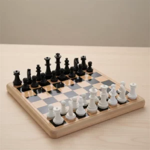 Retro Games Classic Chess set with black and white pieces on a wooden board