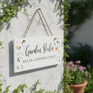 Garden Rules Hanging Sign