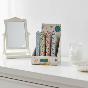 Mixed floral patterned nail files in display box