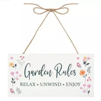 Garden Rules Hanging Sign