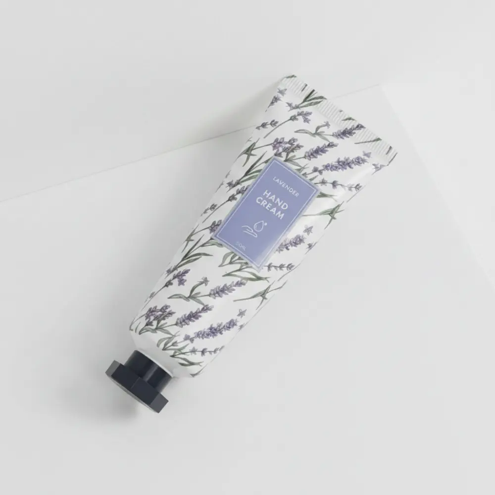 Lavender hand cream in floral packaging – vegan and cruelty-free 50ml tube