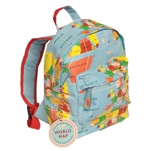 world map backpack