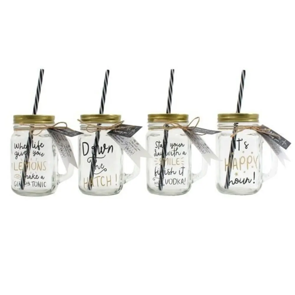 Glass Jar with Straw