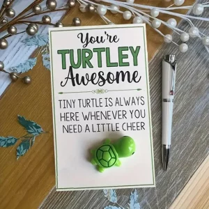You’re Turtley Awesome turtle good luck charm on printed card