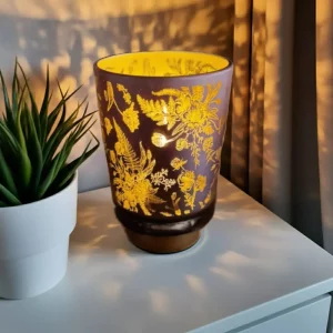 Purple floral LED candle lamp
