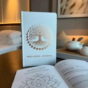 Inside pages of Tree of Life wellbeing journal showing daily wellbeing tracking
