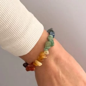 Chakra chipstone bracelet worn on wrist