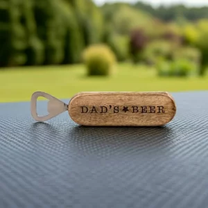 Wooden Dad’s Beer bottle opener with metal opener