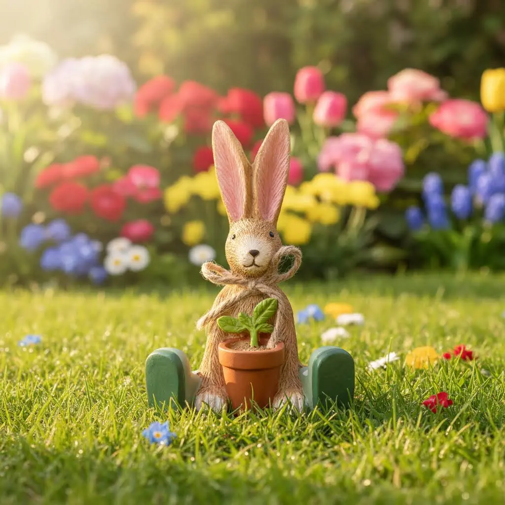Jasper Rabbit with Plant Pot Ornament