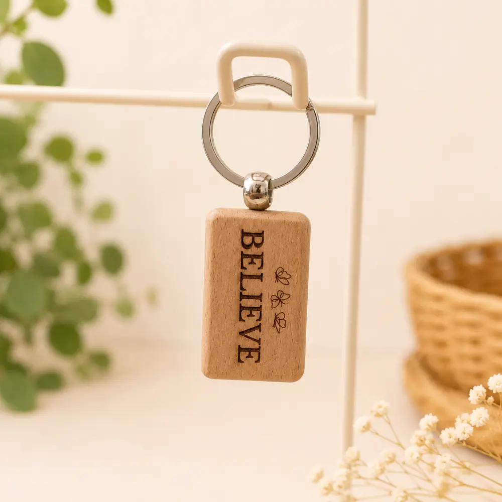 Believe Wooden Keyring
